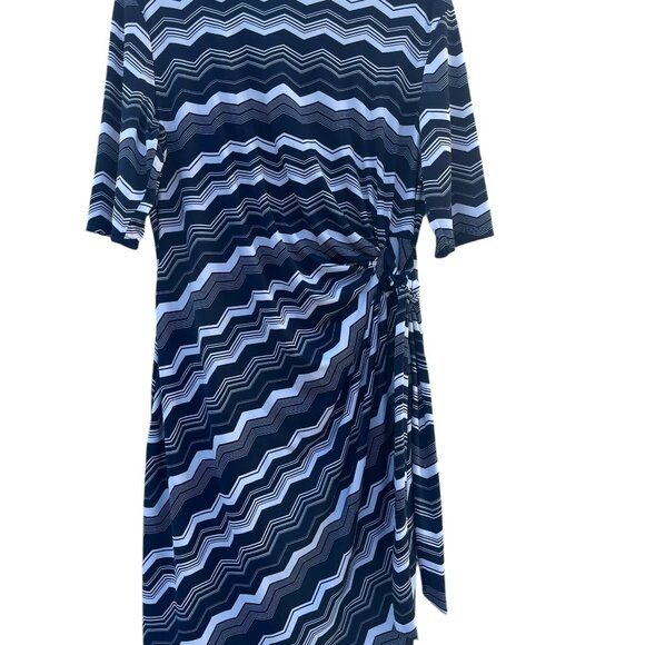 Karin Stevens Navy/White Chevron Knee Length Dress Size Large - Picture 10 of 10